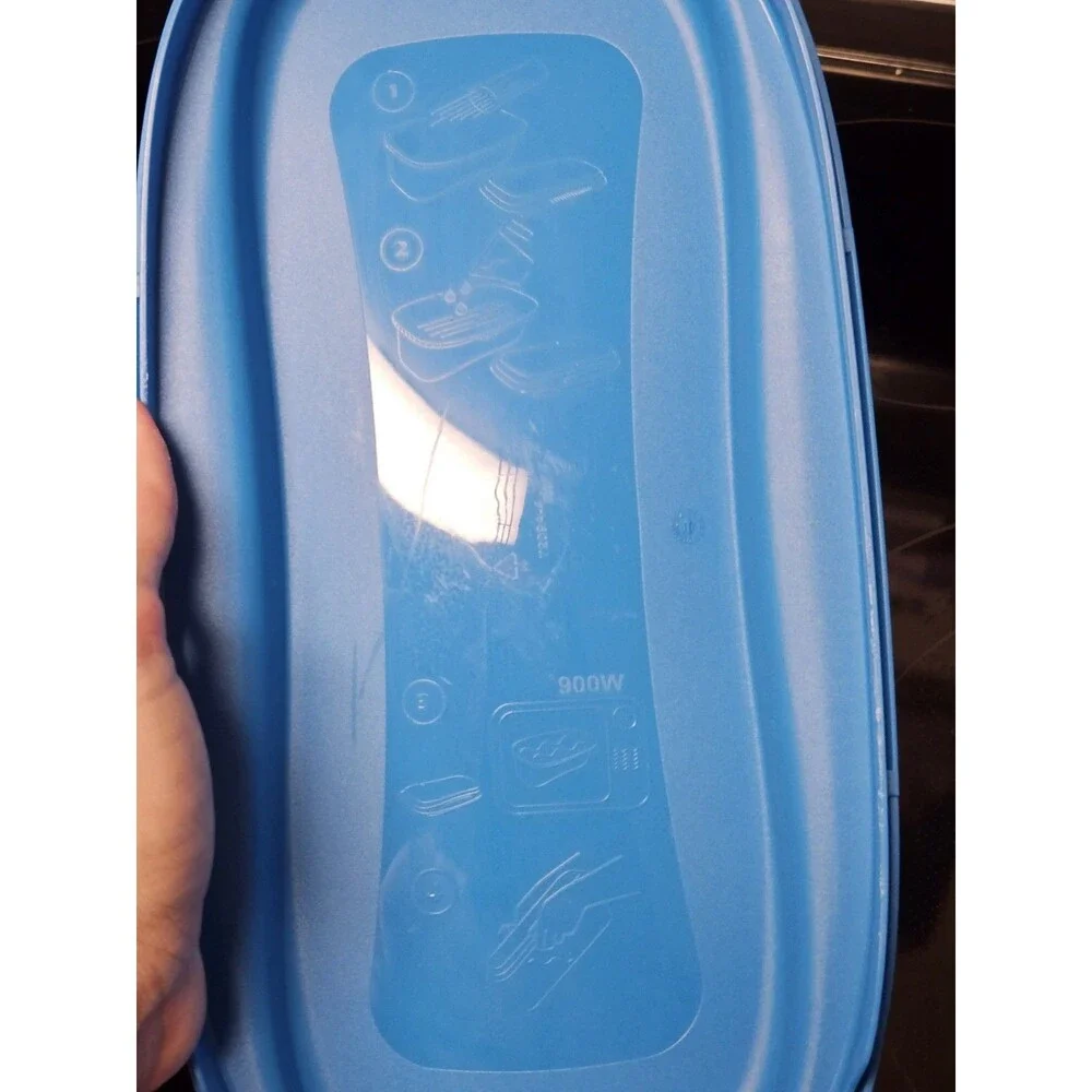Blue Tupperware Microwave Pasta Maker Spaghetti Cooker #6775A W/ Lid #7209A EUC